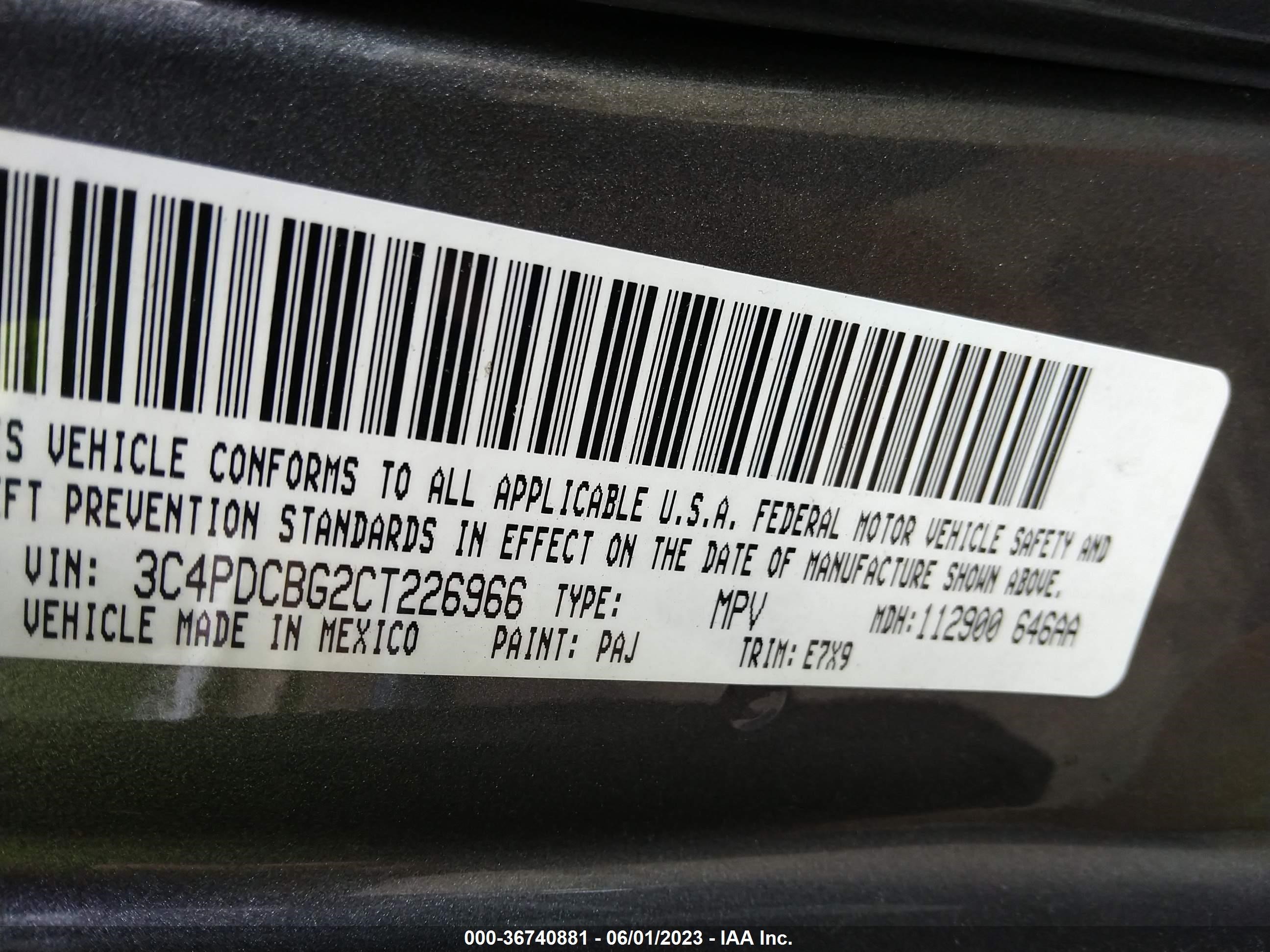 Photo 8 VIN: 3C4PDCBG2CT226966 - DODGE JOURNEY 