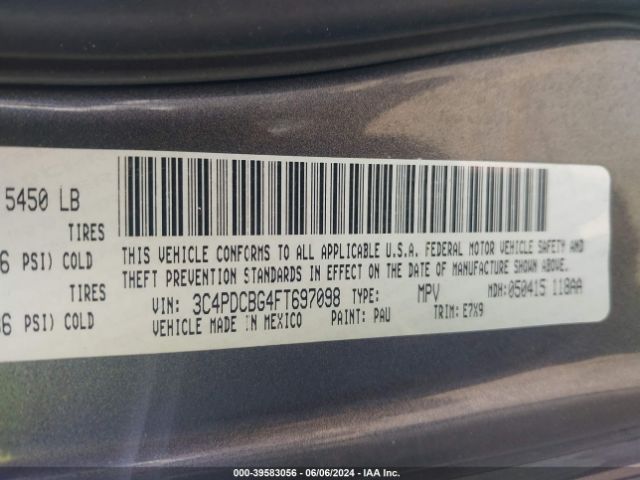 Photo 8 VIN: 3C4PDCBG4FT697098 - DODGE JOURNEY 