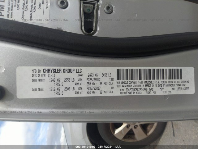 Photo 8 VIN: 3C4PDCBG5CT214200 - DODGE JOURNEY 