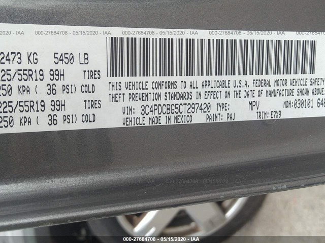 Photo 8 VIN: 3C4PDCBG5CT297420 - DODGE JOURNEY 