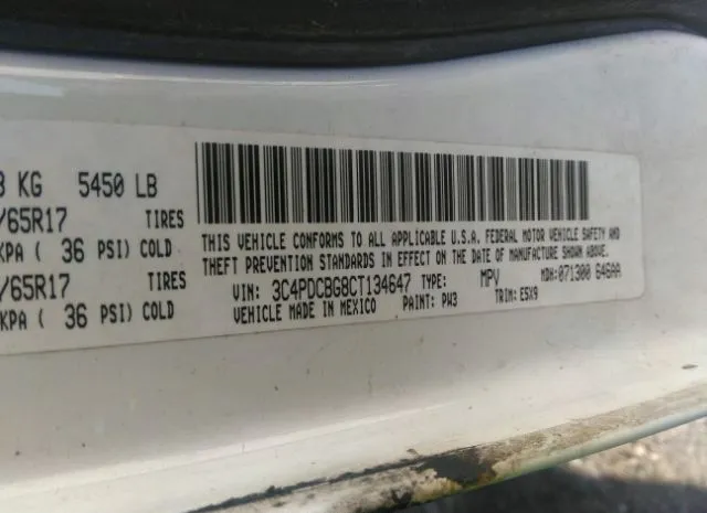 Photo 8 VIN: 3C4PDCBG8CT134647 - DODGE JOURNEY 