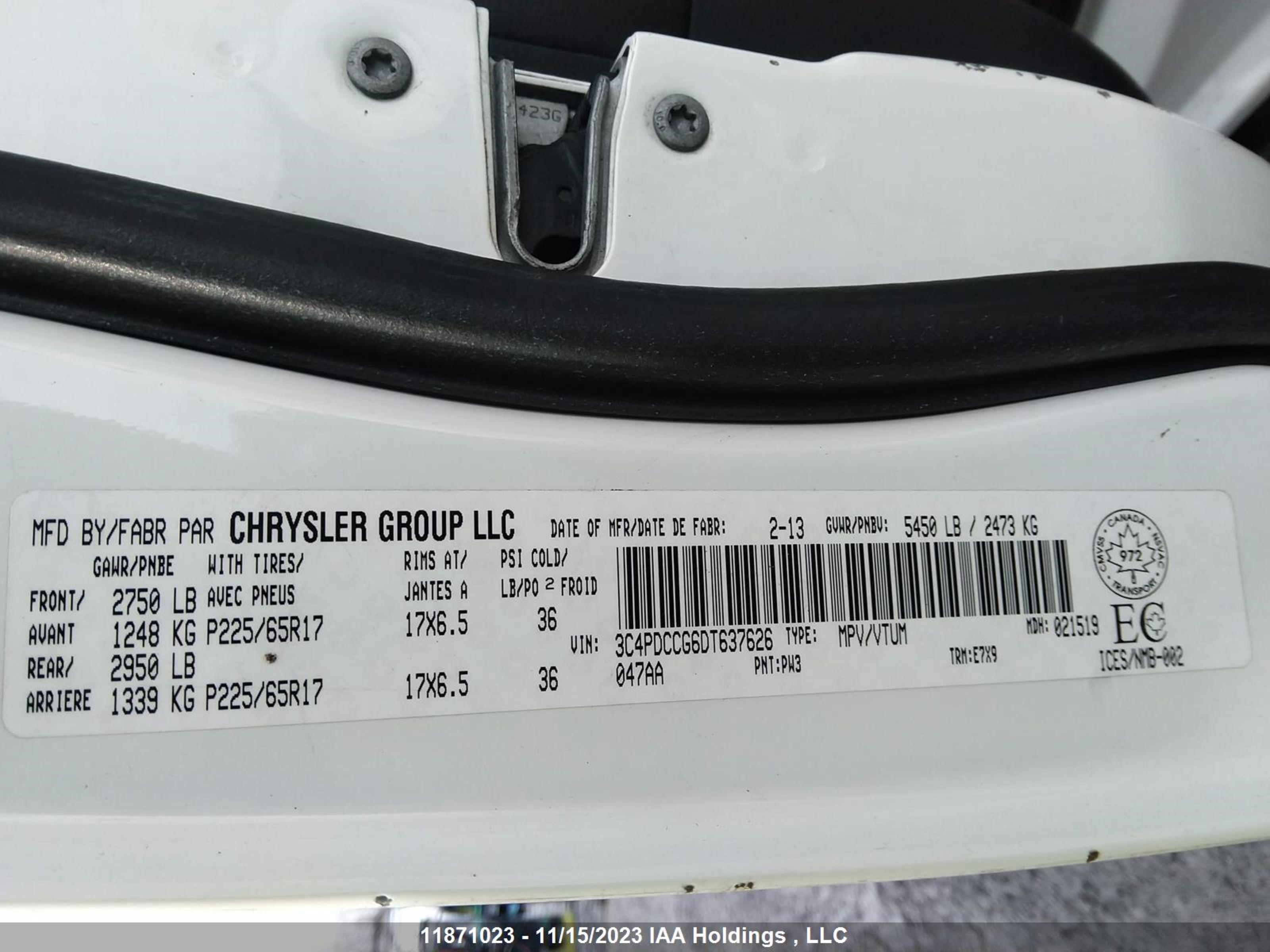 Photo 8 VIN: 3C4PDCCG6DT637626 - DODGE JOURNEY 