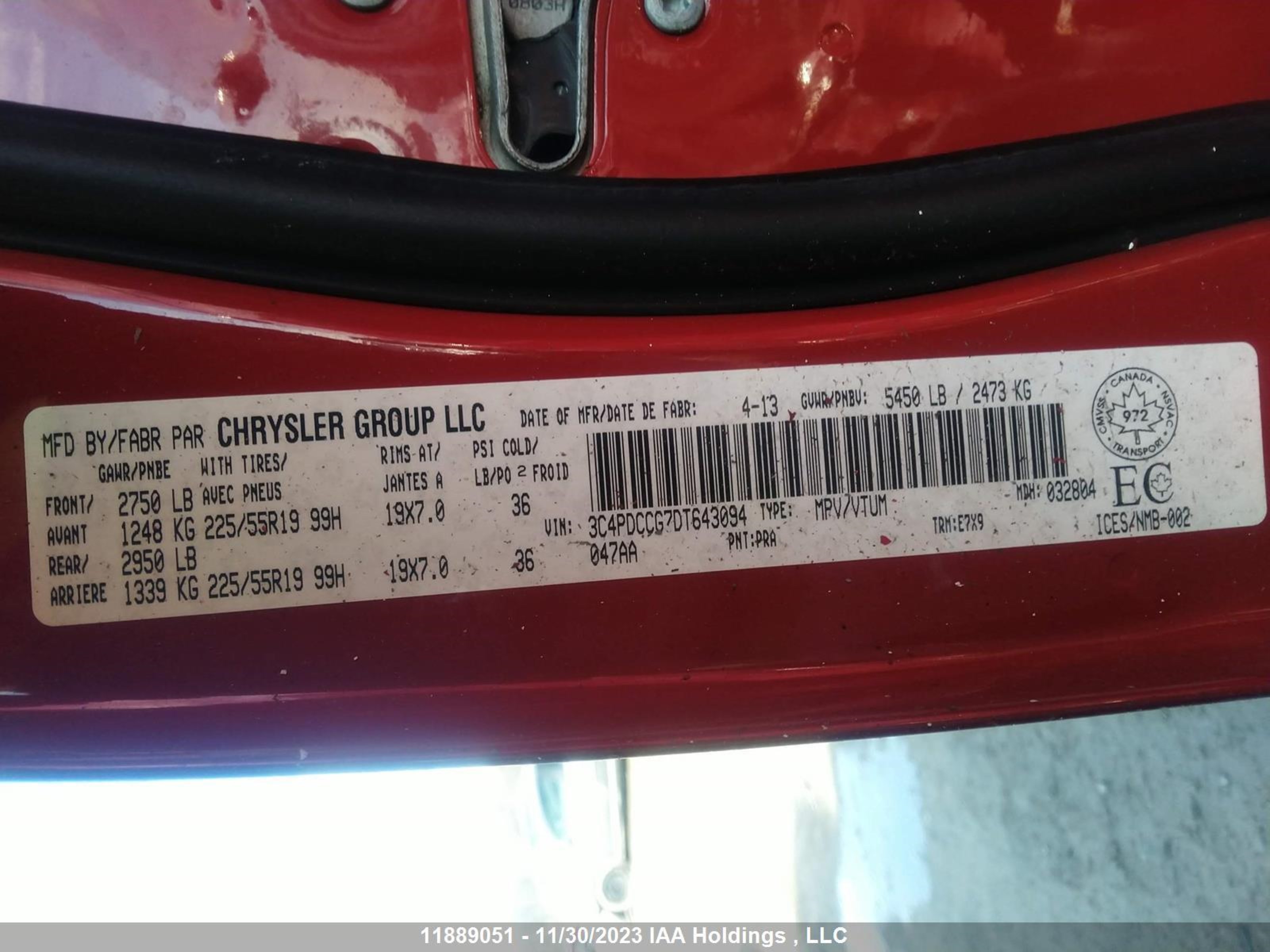 Photo 8 VIN: 3C4PDCCG7DT643094 - DODGE JOURNEY 