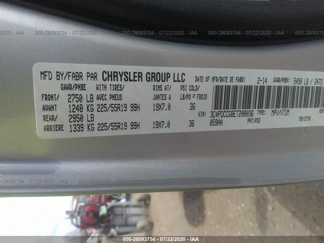 Photo 8 VIN: 3C4PDCCG8ET208036 - DODGE JOURNEY 