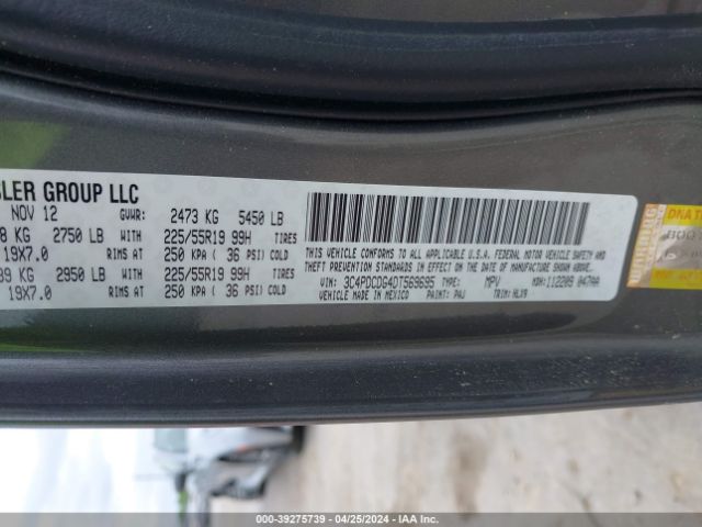 Photo 8 VIN: 3C4PDCDG4DT569695 - DODGE JOURNEY 