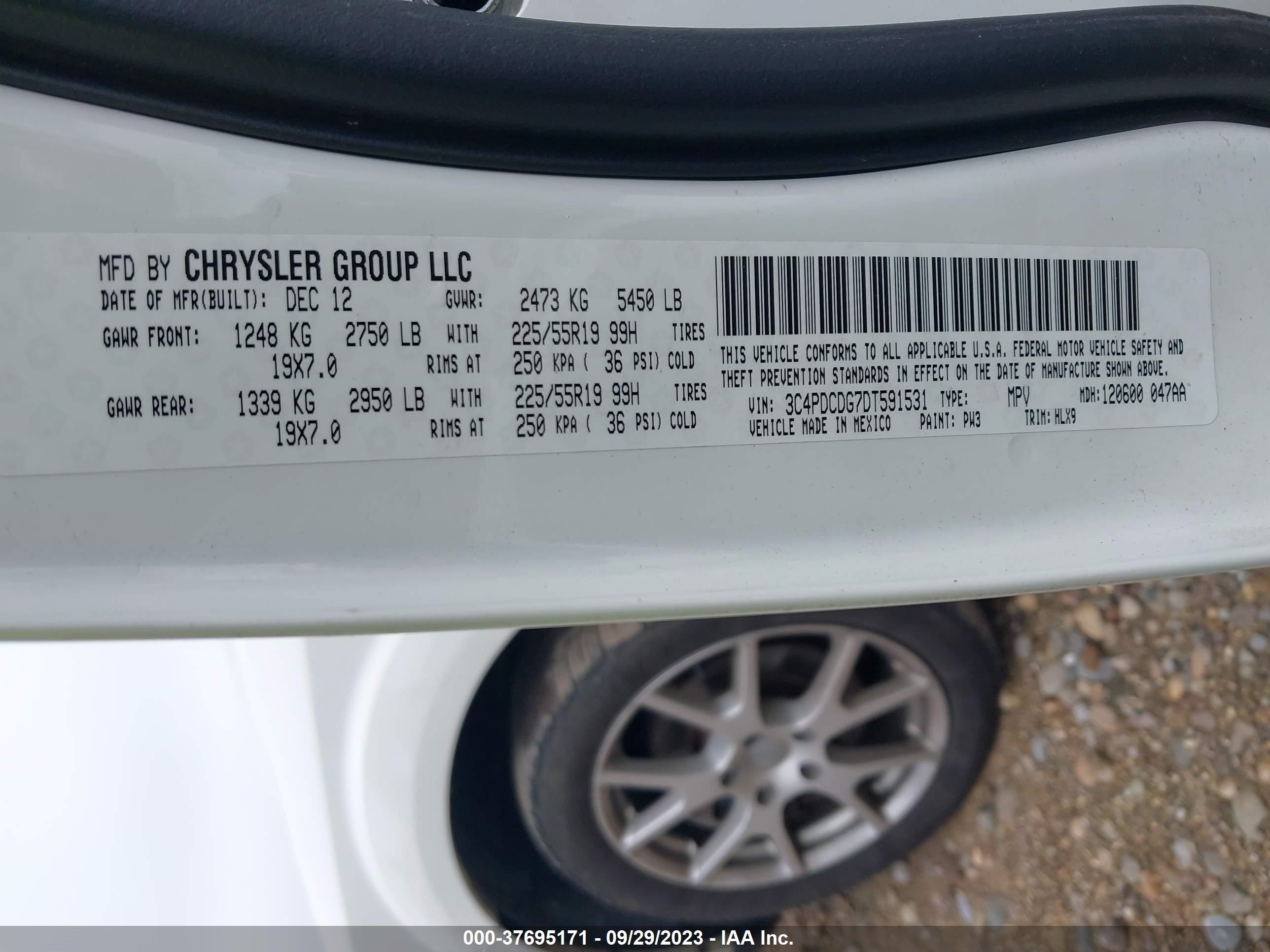 Photo 8 VIN: 3C4PDCDG7DT591531 - DODGE JOURNEY 