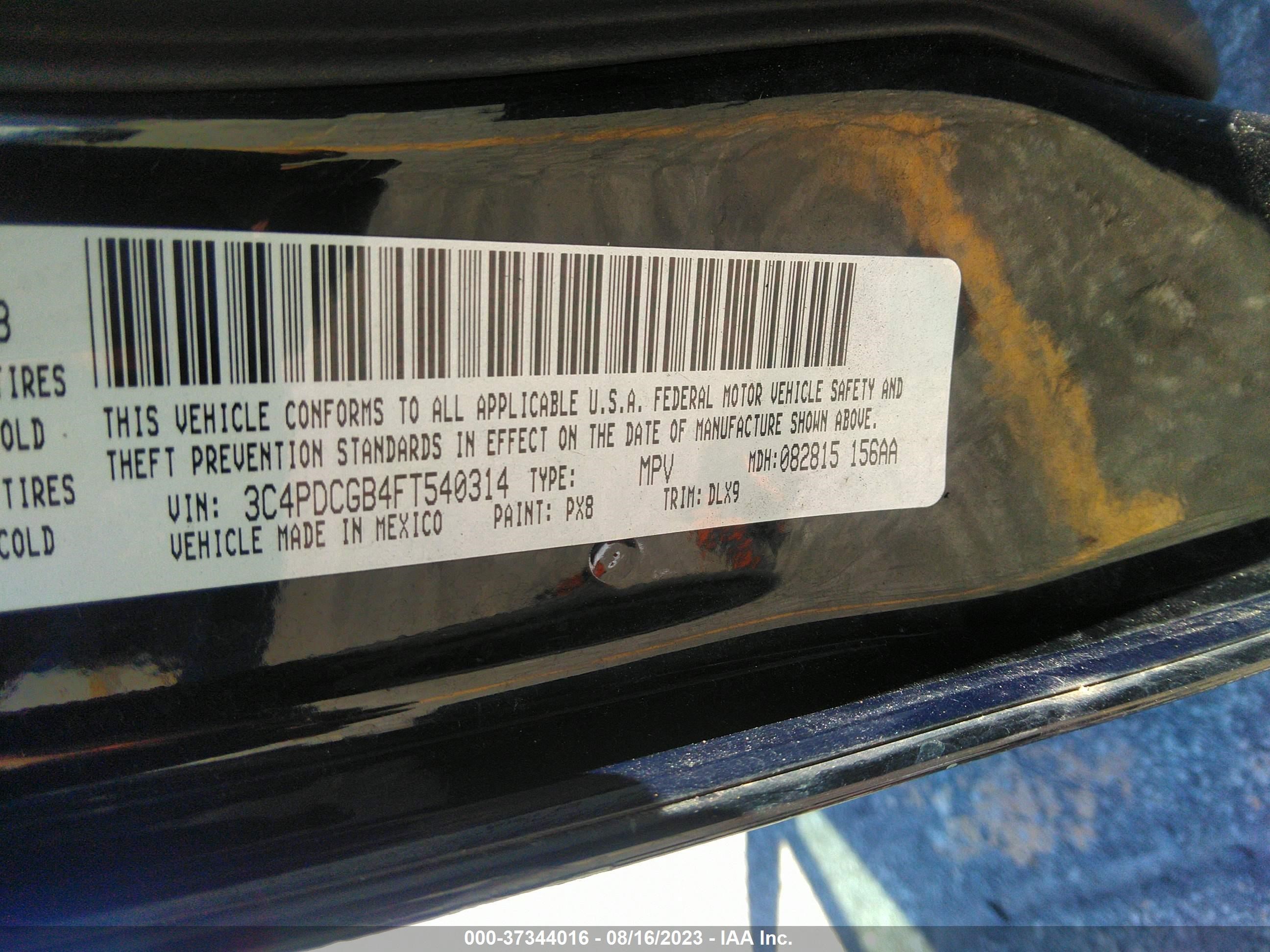 Photo 8 VIN: 3C4PDCGB4FT540314 - DODGE JOURNEY 