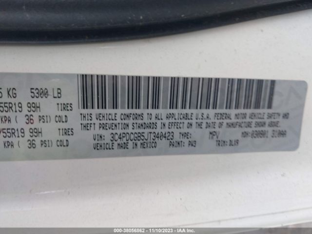 Photo 8 VIN: 3C4PDCGB5JT340423 - DODGE JOURNEY 