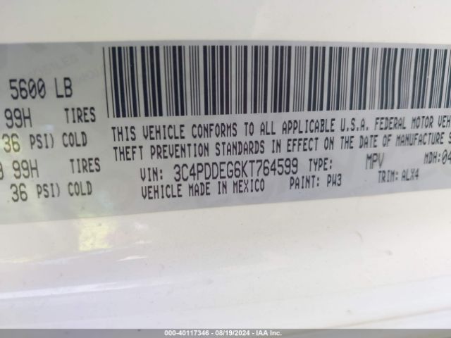 Photo 8 VIN: 3C4PDDEG6KT764599 - DODGE JOURNEY 