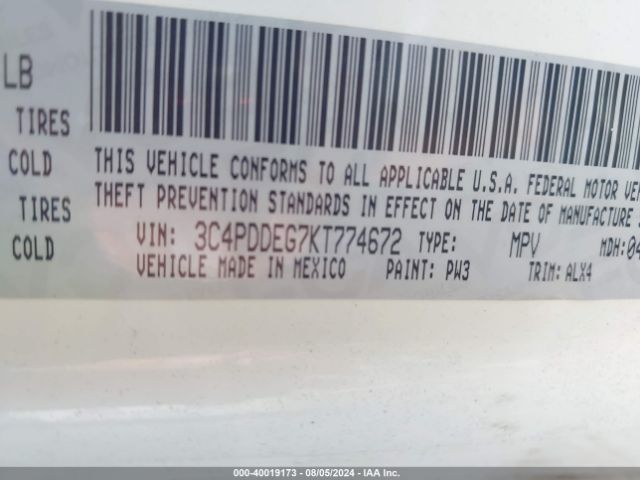 Photo 8 VIN: 3C4PDDEG7KT774672 - DODGE JOURNEY 