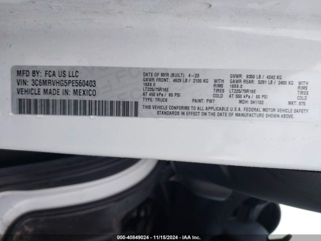 Photo 8 VIN: 3C6MRVHG5PE560403 - RAM PROMASTER 3500 