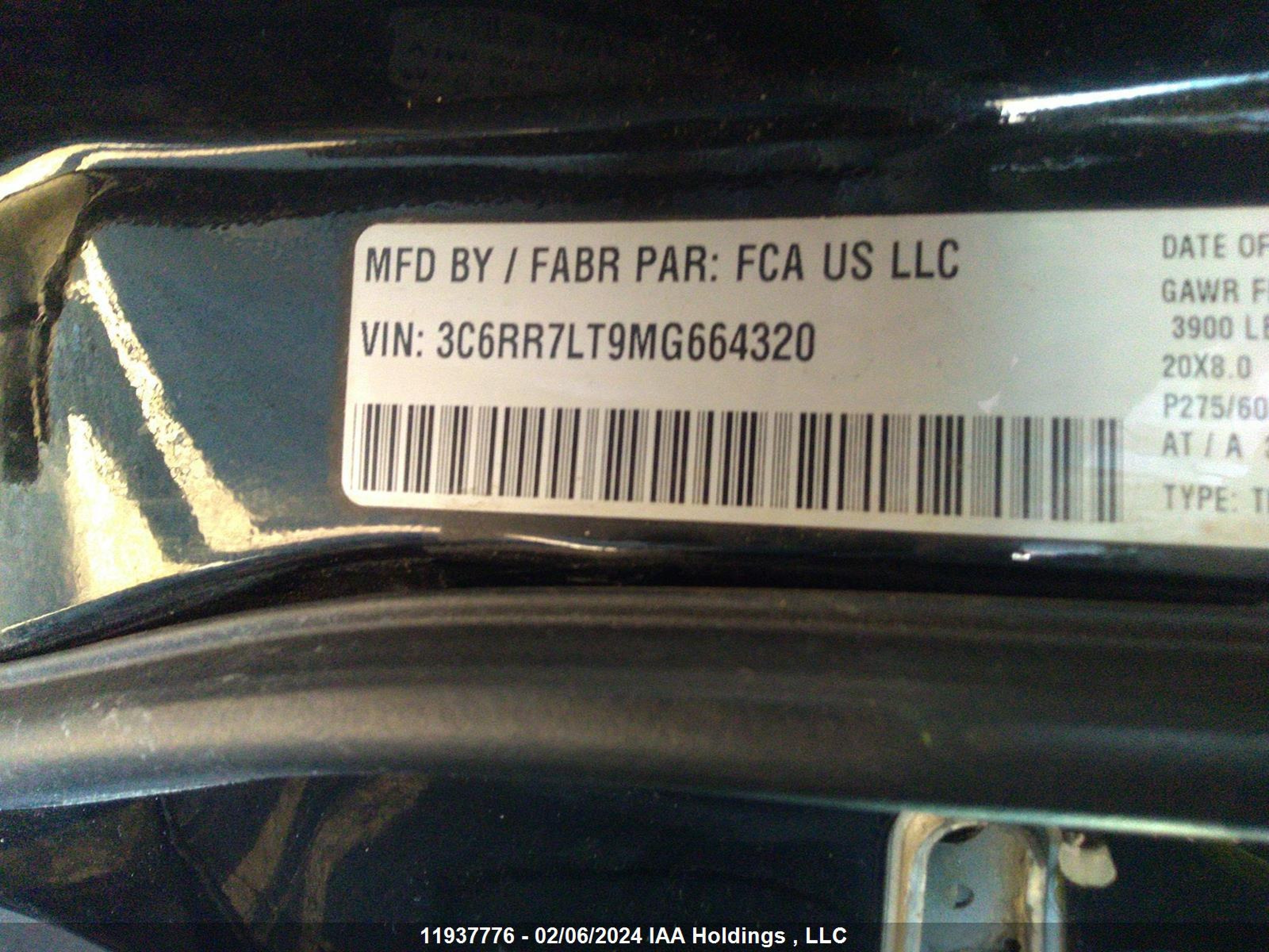 Photo 8 VIN: 3C6RR7LT9MG664320 - DODGE RAM 