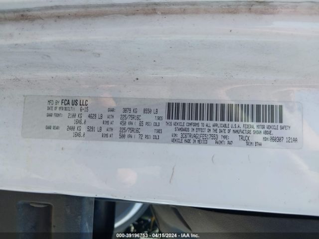 Photo 8 VIN: 3C6TRVAG1FE517553 - RAM PROMASTER 1500 