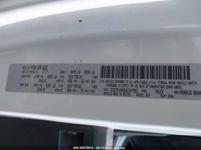 Photo 8 VIN: 3C6TRVAG3HE547561 - RAM PROMASTER 1500 