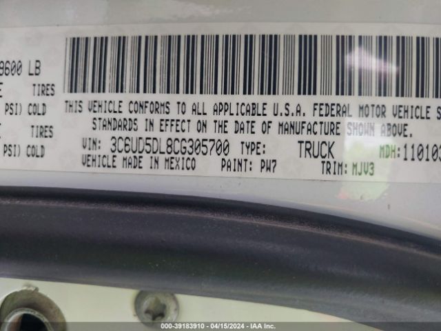 Photo 8 VIN: 3C6UD5DL8CG305700 - DODGE RAM 2500 