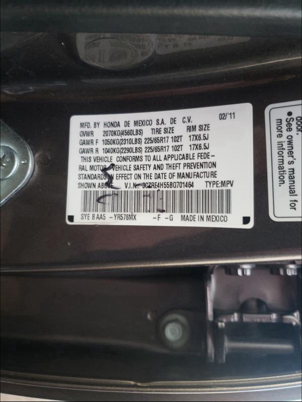 Photo 9 VIN: 3CZRE4H55BG701464 - HONDA CR-V EX 