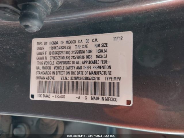 Photo 8 VIN: 3CZRM3H33DG703518 - HONDA CR-V 