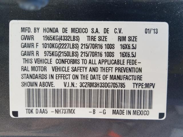 Photo 9 VIN: 3CZRM3H33DG705785 - HONDA CR-V LX 