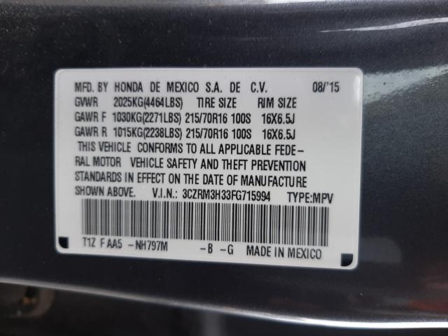 Photo 9 VIN: 3CZRM3H33FG715994 - HONDA CR-V LX 