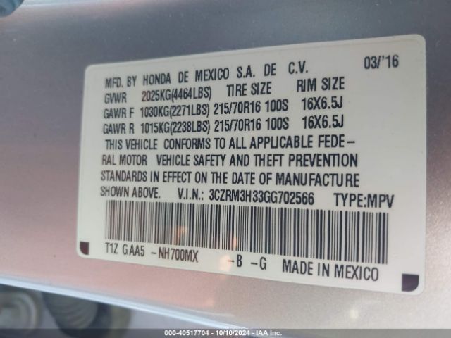 Photo 8 VIN: 3CZRM3H33GG702566 - HONDA CR-V 