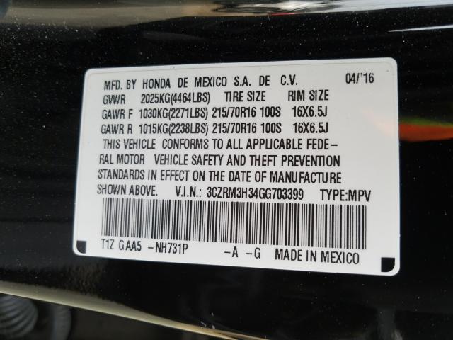 Photo 9 VIN: 3CZRM3H34GG703399 - HONDA CR-V LX 