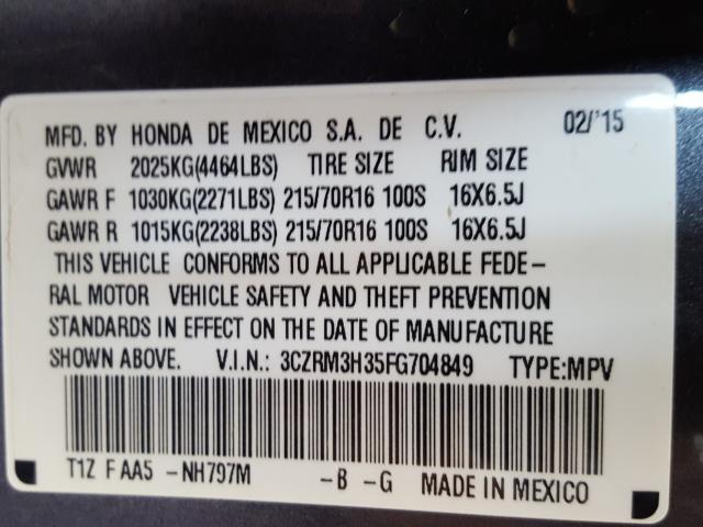 Photo 9 VIN: 3CZRM3H35FG704849 - HONDA CR-V LX 