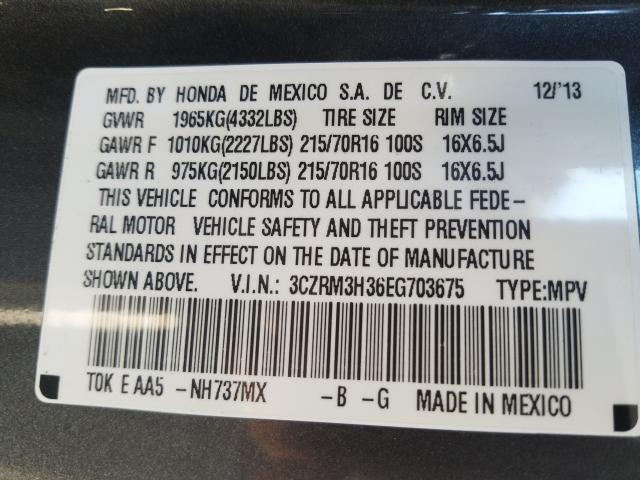 Photo 9 VIN: 3CZRM3H36EG703675 - HONDA CR-V LX 