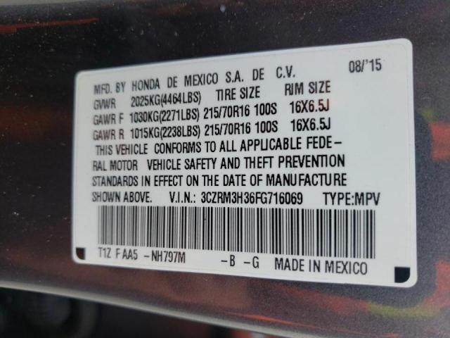 Photo 9 VIN: 3CZRM3H36FG716069 - HONDA CR-V LX 