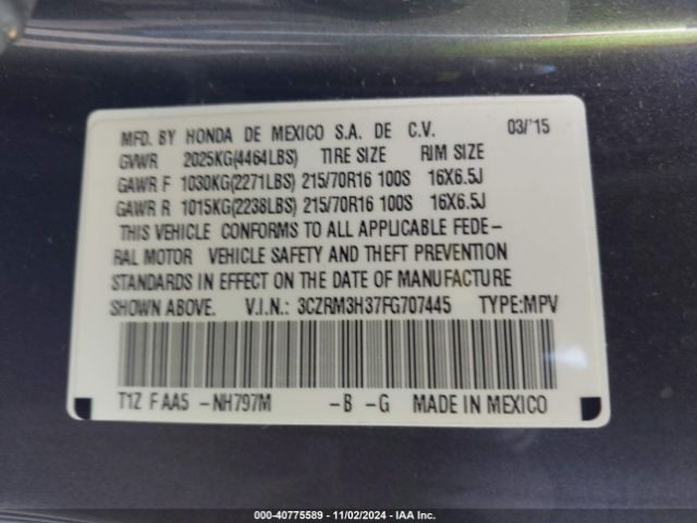 Photo 8 VIN: 3CZRM3H37FG707445 - HONDA CR-V 