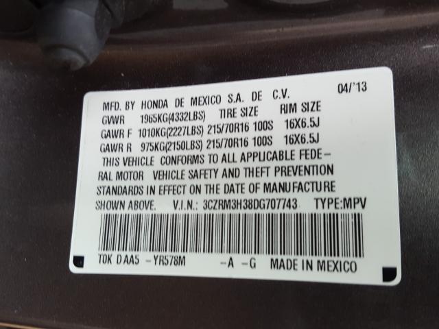 Photo 9 VIN: 3CZRM3H38DG707743 - HONDA CR-V LX 