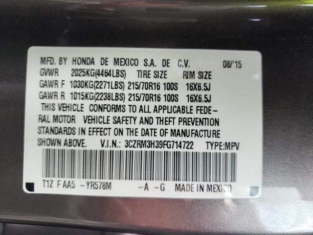 Photo 9 VIN: 3CZRM3H39FG714722 - HONDA CR-V LX 