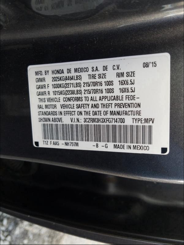 Photo 9 VIN: 3CZRM3H3XFG714700 - HONDA CR-V 