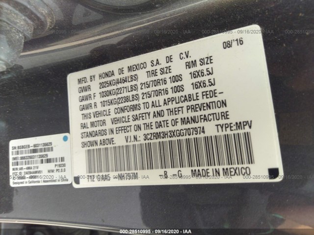 Photo 8 VIN: 3CZRM3H3XGG707974 - HONDA CR-V 