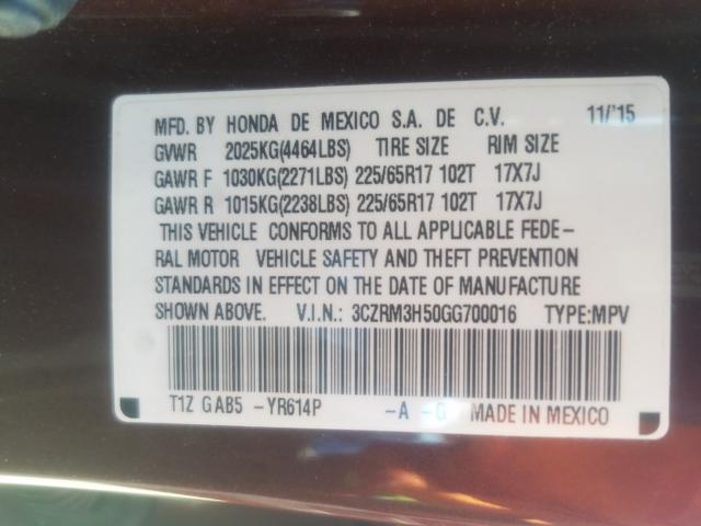 Photo 9 VIN: 3CZRM3H50GG700016 - HONDA CR-V EX 