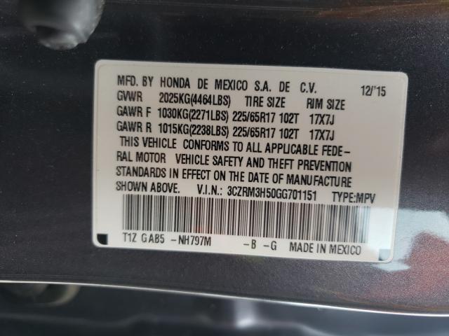 Photo 9 VIN: 3CZRM3H50GG701151 - HONDA CR-V EX 