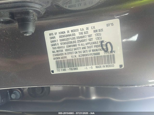 Photo 8 VIN: 3CZRM3H51FG706888 - HONDA CR-V 