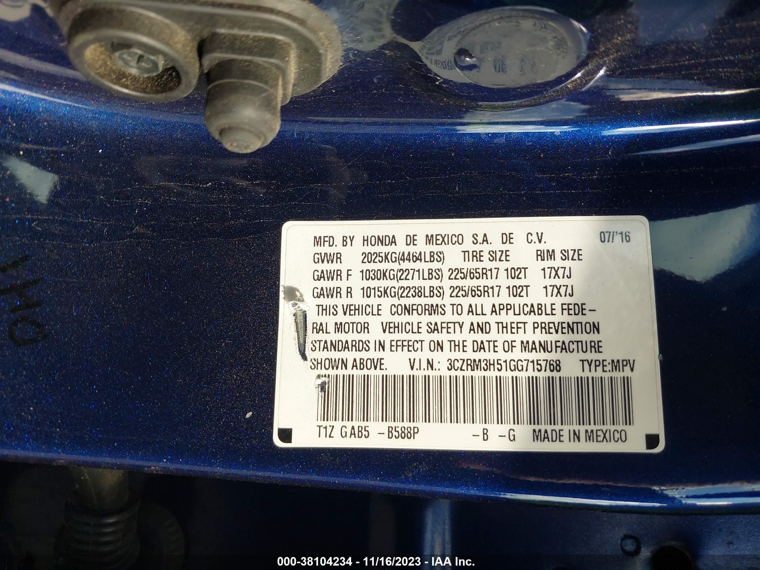 Photo 8 VIN: 3CZRM3H51GG715768 - HONDA CR-V 