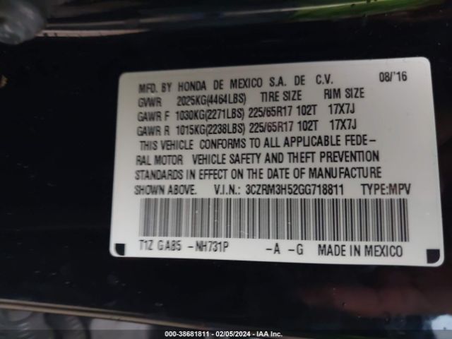 Photo 8 VIN: 3CZRM3H52GG718811 - HONDA CR-V 