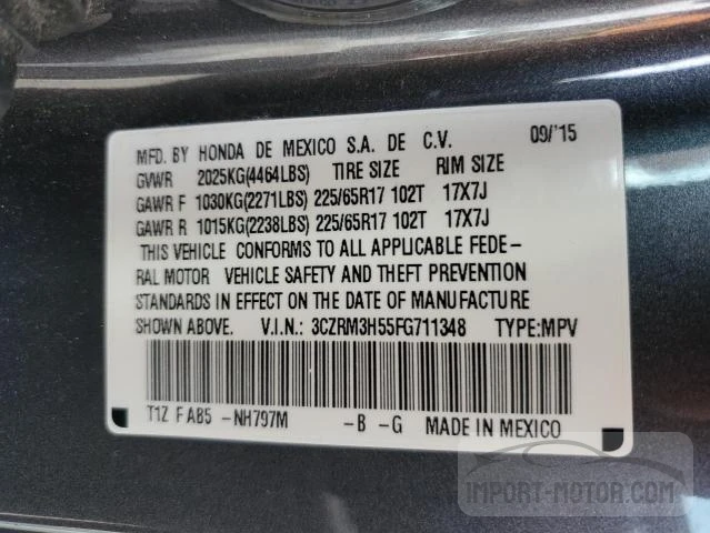 Photo 12 VIN: 3CZRM3H55FG711348 - HONDA CR-V 