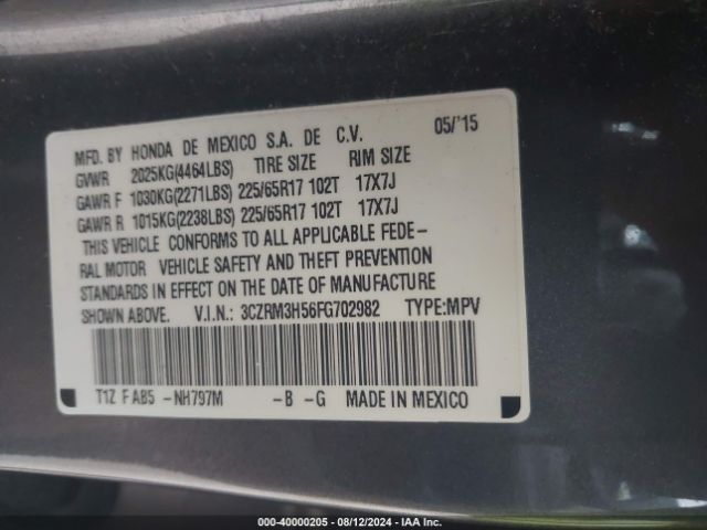 Photo 8 VIN: 3CZRM3H56FG702982 - HONDA CR-V 