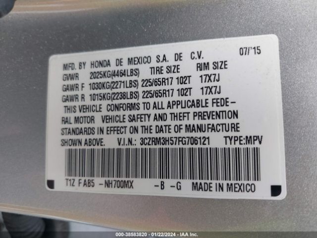 Photo 8 VIN: 3CZRM3H57FG706121 - HONDA CR-V 