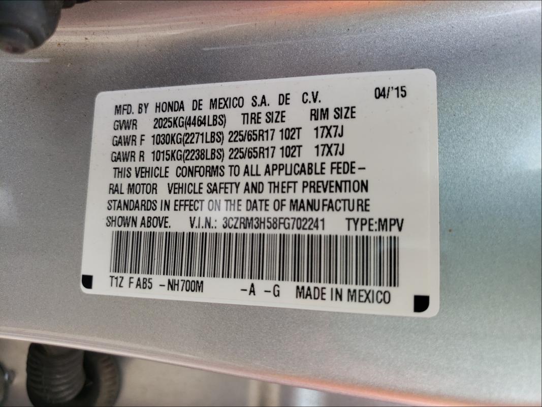 Photo 9 VIN: 3CZRM3H58FG702241 - HONDA CR-V EX 