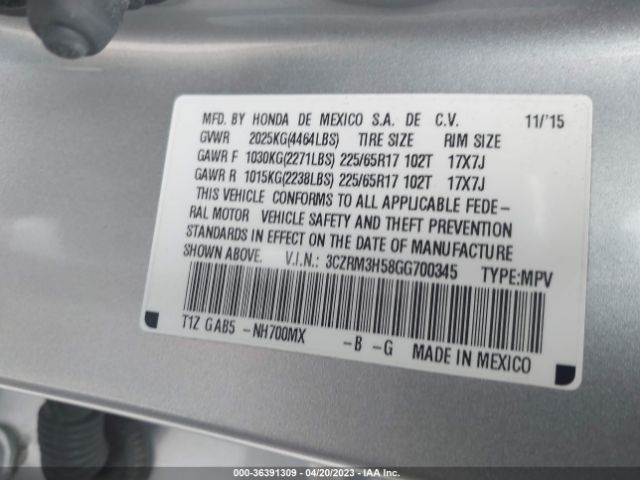 Photo 8 VIN: 3CZRM3H58GG700345 - HONDA CR-V 