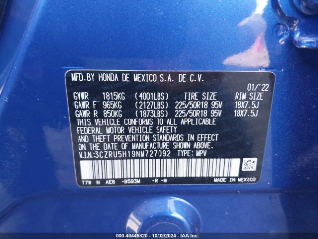 Photo 8 VIN: 3CZRU5H19NM727092 - HONDA HR-V 