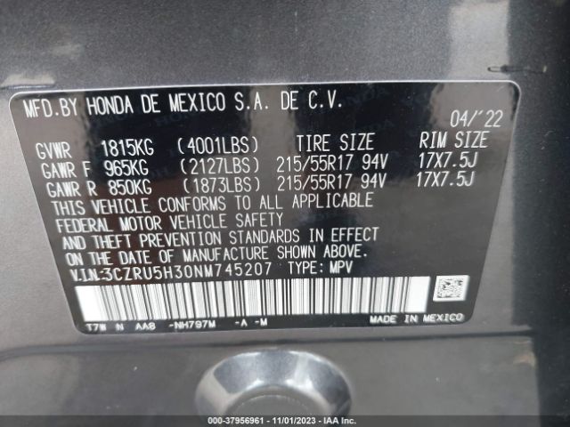 Photo 8 VIN: 3CZRU5H30NM745207 - HONDA HR-V 