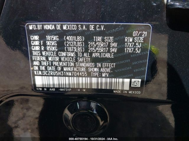 Photo 8 VIN: 3CZRU5H31NM704455 - HONDA HR-V 