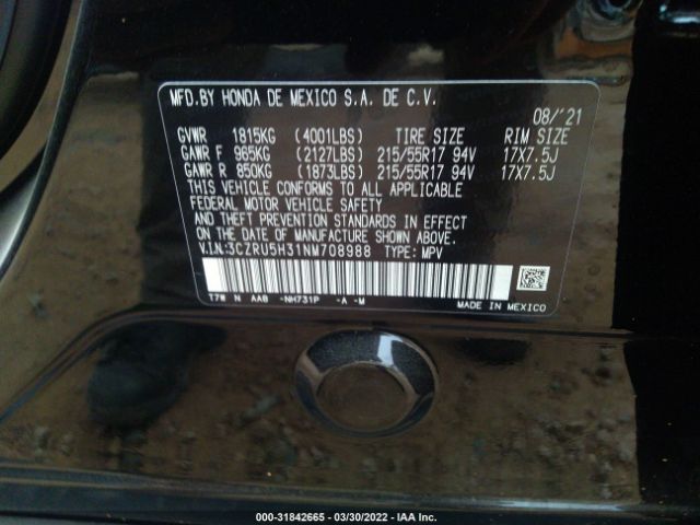 Photo 8 VIN: 3CZRU5H31NM708988 - HONDA HR-V 