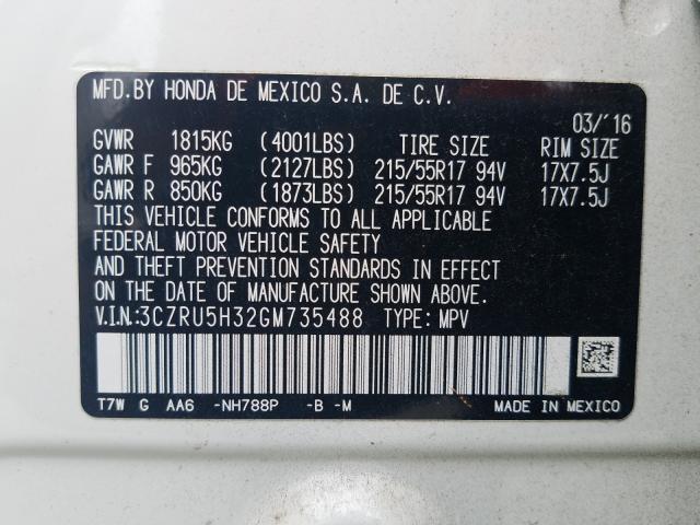 Photo 9 VIN: 3CZRU5H32GM735488 - HONDA HR-V LX 