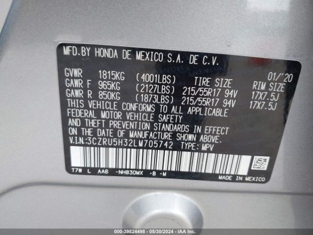 Photo 8 VIN: 3CZRU5H32LM705742 - HONDA HR-V 