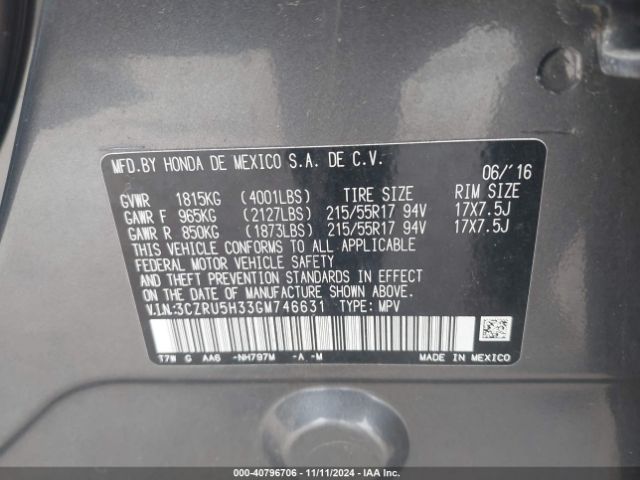 Photo 8 VIN: 3CZRU5H33GM746631 - HONDA HR-V 